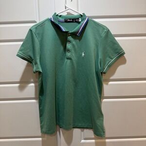 RLX Ralph Lauren Golf Polo‎ Shirt Tailored Fit Green Striped Collar XL